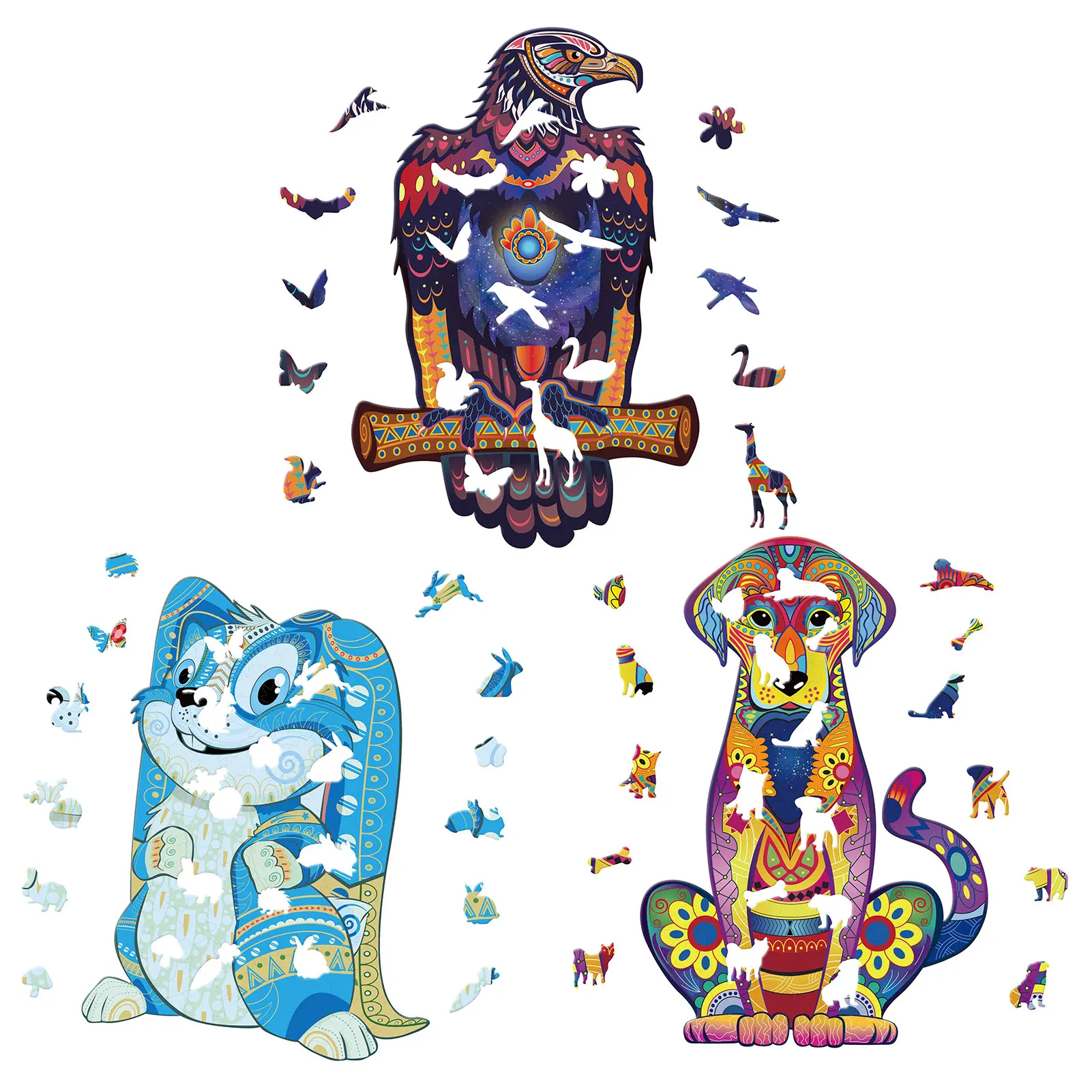 

Puzzle Blocks Irregular Shape Wooden Jigsaw Puzzle Board For Adults and Children-Unique Shaped Puzzle Pieces