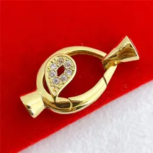 

High Quality Round Charm Fastening Necklace Bracelet Clasps Zircon CZ Beads Paved Fashion Jewelry Findings Links