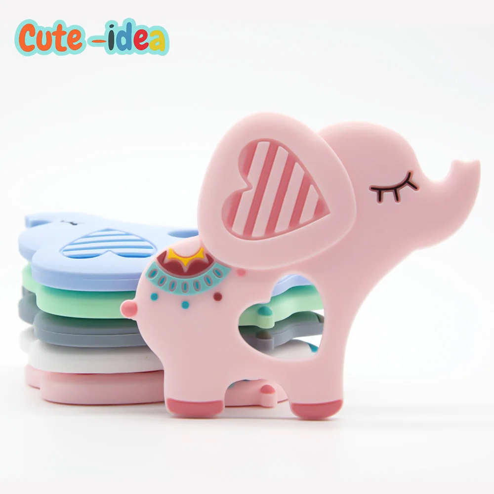 

Cute-idea 1PC Food Grade BPA Free Animal elephant Silicone Teethers DIY Baby Teething Necklace Cartoon Toy Baby products
