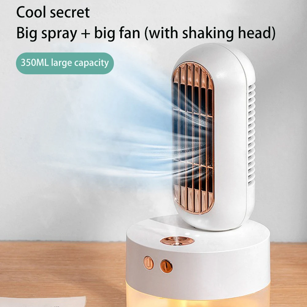 

Car Air Humidification Fan 2 In 1 Portable Cooling Water Mist Fan Spray Summer USB Air Humidifier LED Light Aroma Diffuser