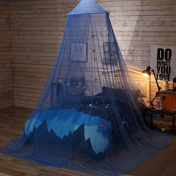 

Game House Crib Netting Curtains Play Round Dome Romantic Bed Canopy Girls Tent Blue Star Boys Reading Baby Mosquito Proof