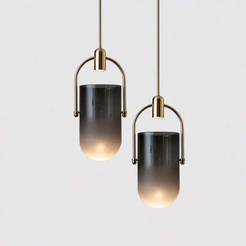 

Nordic Retro Glass Pendant Light Creative Bucket Designer Living Room Lamp Bedroom Bedside Led Suspension Light Fixtures