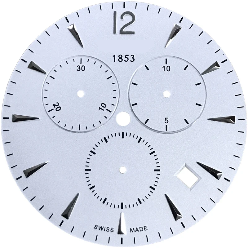 36,5 мм Циферблат для часов T063617A Мужские кварцевые часы T063 текстовые часы аксессуары T063617 запасные части - Цвет: White silver dial