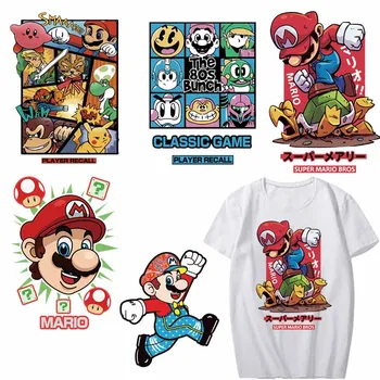 

Cartoon Super Mario Patches for Clothing DIY Children's T-shirt Applique Iron on Transfer Letter Patches Thermo Stripes Stickers