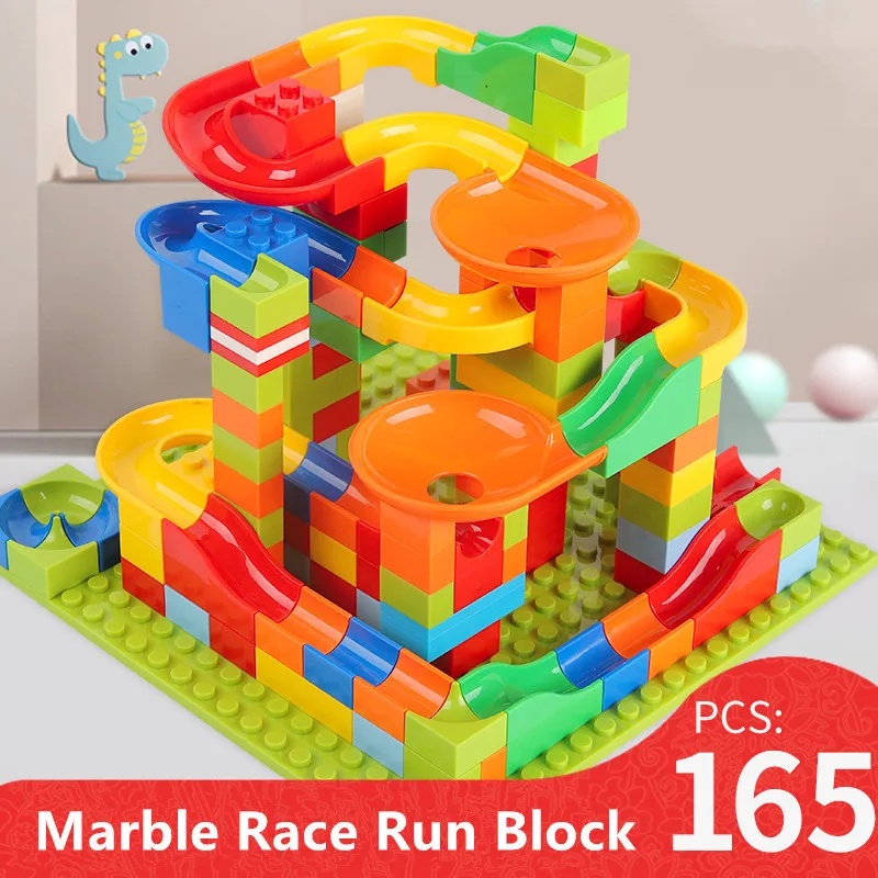 

165Pcs Small Size Magical Marble Race Run Block City Building Blocks Set Funnel Slide DIY Construction Bricks Kids Toys