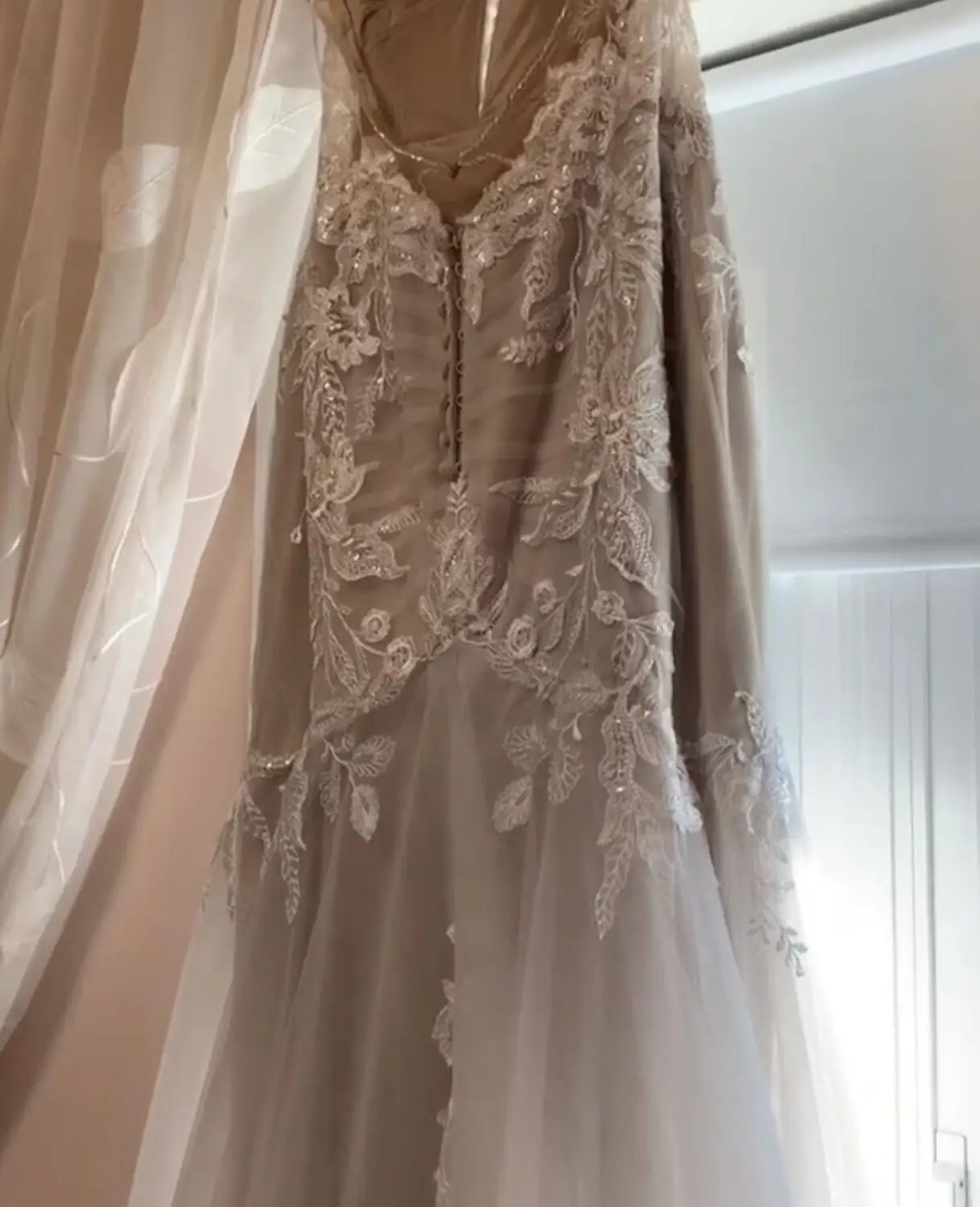 Romantic Lace Mermaid Wedding Dress Spaghetti Backless FLower edge Chapel Train White Long Bride Dresses Plus Size - Цвет: Шампанское