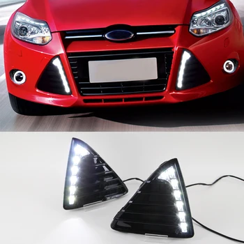 

Car Flashing 1 set For Ford Focus 2012-2015 LED DRL Daytime Running Light Daylight yellow turn Signal lamp car Styling ABS+LED