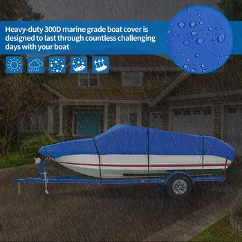 

20-22FT 210D Durable Waterproof Anti-UV Blue Boat Cover Boat Mooring Trailering Protector Exterior Accessories replacement parts