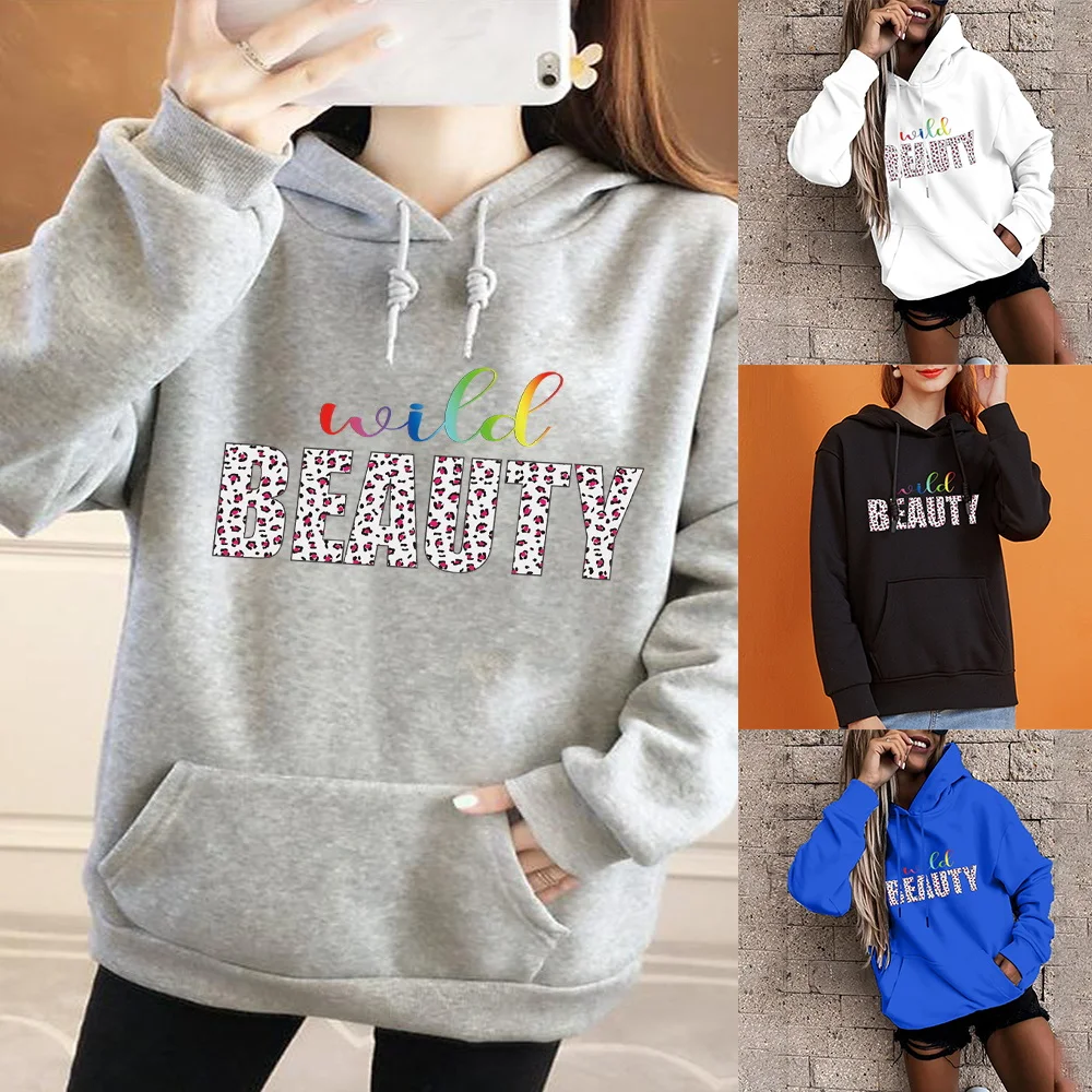 Women's Hoodie Harajuku Casual Girl Pullover Wilderness Print Fashion Women's Loose Oversized Sports Hoodie Base Long Sleeve Top