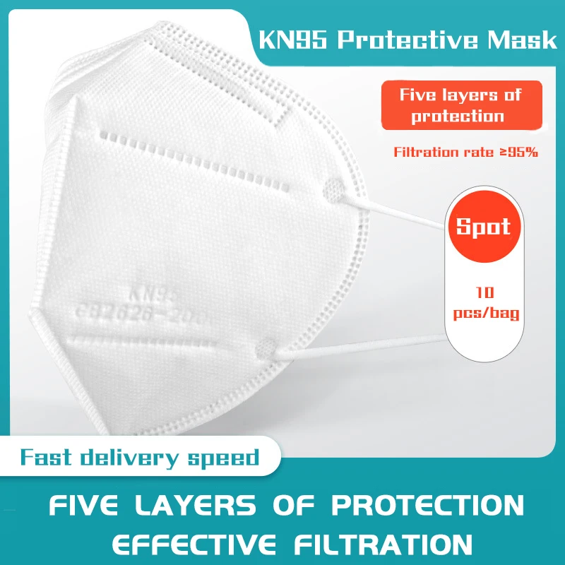 

5pcs/10pcs Kn95 mask Dustproof Anti-fog Breathable Face Masks N95 95% Filtration Features Dustproof Adult Mask Fast Delivery