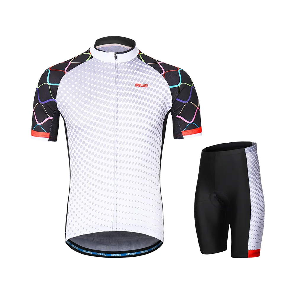

ARSUXEO Men's Cycling Jersey Set Short Sleeve Set Quick-dry Shirt 3D Cushion Padded Short Pants Cycling Clothes