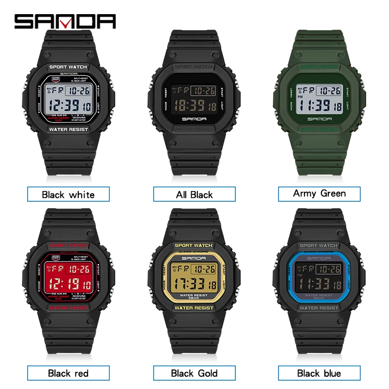 SANDA-reloj Digital deportivo para hombre y niña, cronógrafo electrónico, resistente al agua, estilo G