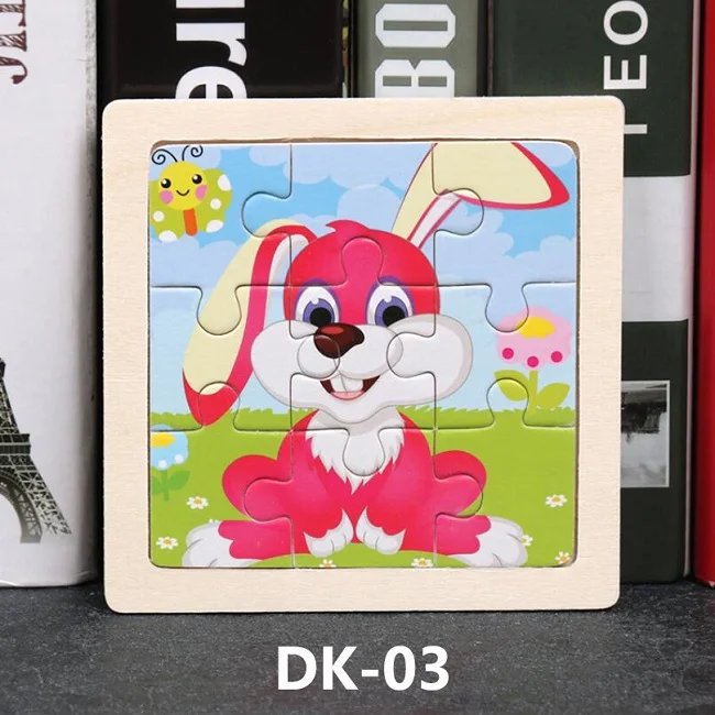 DK-03 Горячая 9/20 ломтик детская игрушка-Паззл животные и транспортные средства деревянные пазлы детские развивающие обучающие игрушки для детей подарок - Цвет: DK-03