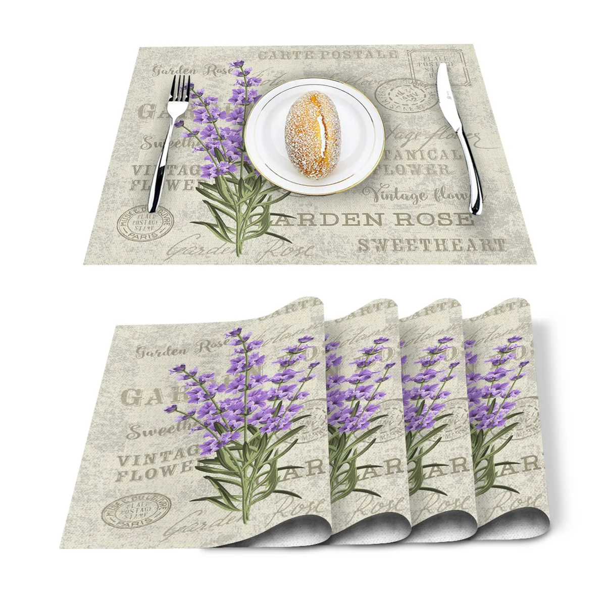 Коврик для столового стола в стиле ретро теплоизоляционная подставка под горшок с листьями лаванды