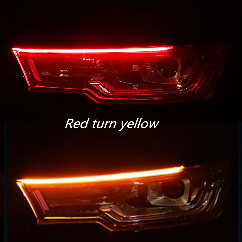 2 шт. DRL светильник s 30 45 60 см дневной ходовой светильник Гибкая мягкая трубка направляющая автомобильная светодиодная лента белый красный сигнал поворота желтый Водонепроницаемый - Испускаемый цвет: 60cm red drl