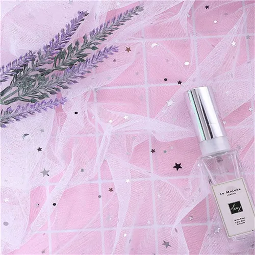 white silvey 1,6*1 метр/сумка Звезды Луна сеточка пайетки Ткань DIY детская юбка для душа Свадебная вечеринка украшения фон реквизит декоративная ткань - Цвет: white silvey