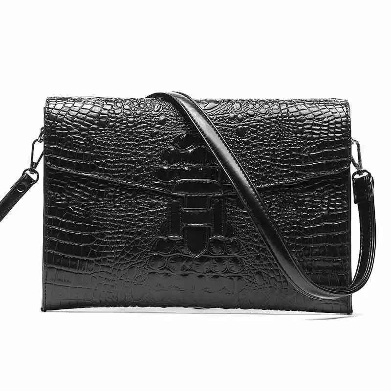 

Fashion Men Crocodile pattern bag Thick Leather Clutch Bags Long Wallet Men Shoulder bag Handbags Day Clutches Male Large Purses