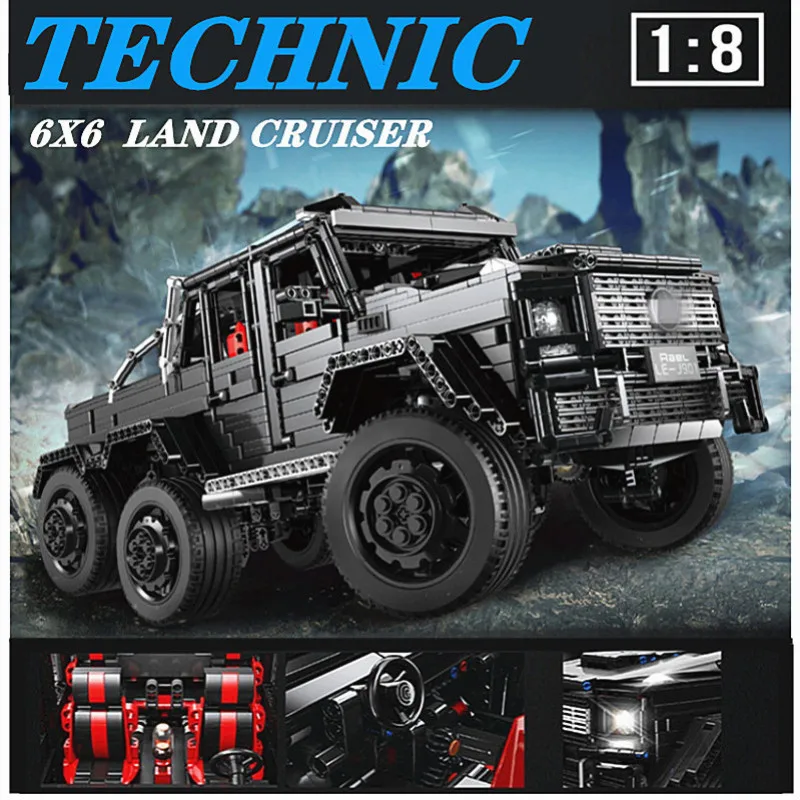 Teachnic набор RC MOC 2425 G63AMG 6X6 LAND CRUISER модель автомобиля SUV кирпичи крутой черный супер гоночный автомобиль LE-J901 строительные блоки игрушки