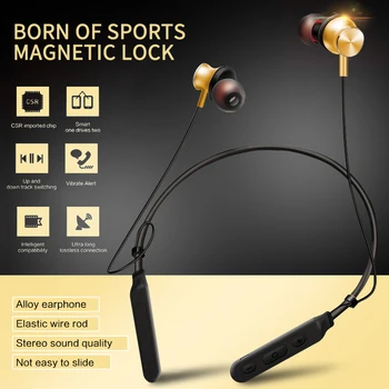

Magnetic Bluetooth Headset Binaural Stereo Wireless Neck Hanging-neck In-ear Running Sports Headset Waterproof With Mic