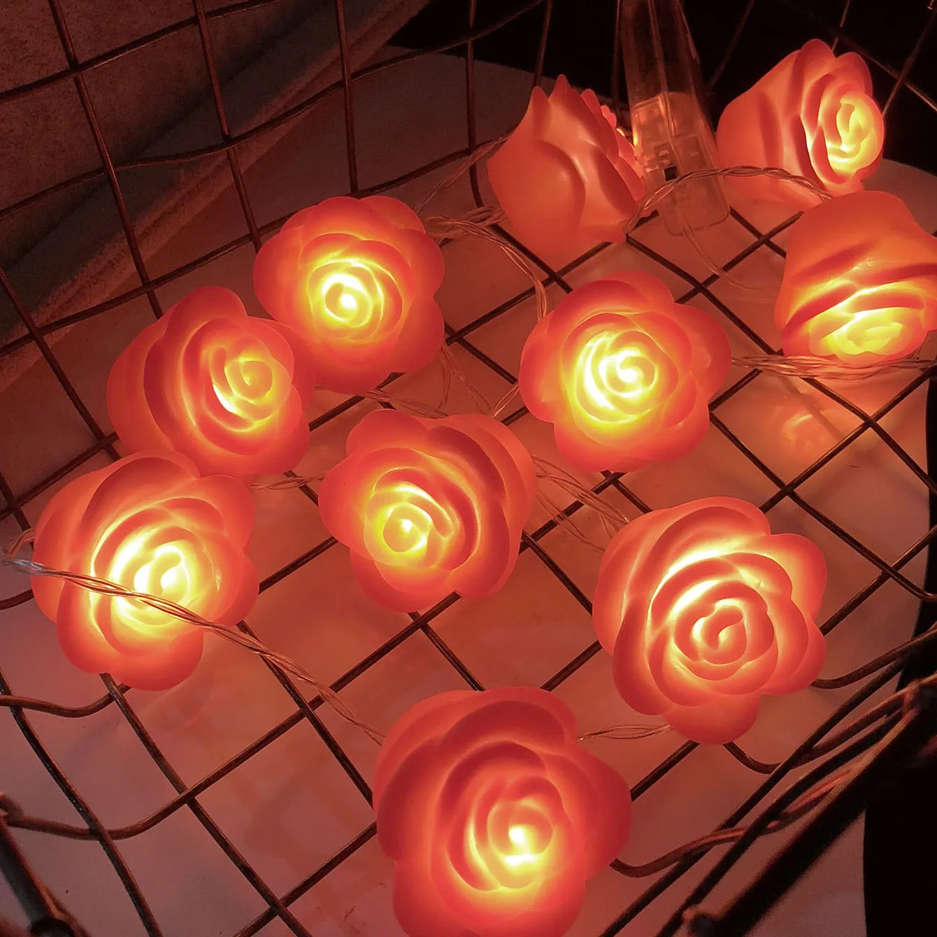 

1 Pcs LED Light String Silicone Simulation Rose Shape Wedding Room Decoration Light String Party Wedding Party Decorations