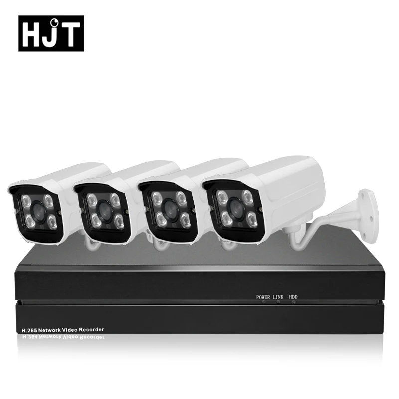 

HJT IP Camera 4CH Surveillance Kit H.265 2.0MP POE 48V 8CH NVR CCTV Camera Set Outdoor Onrif 2.1 P6Spro