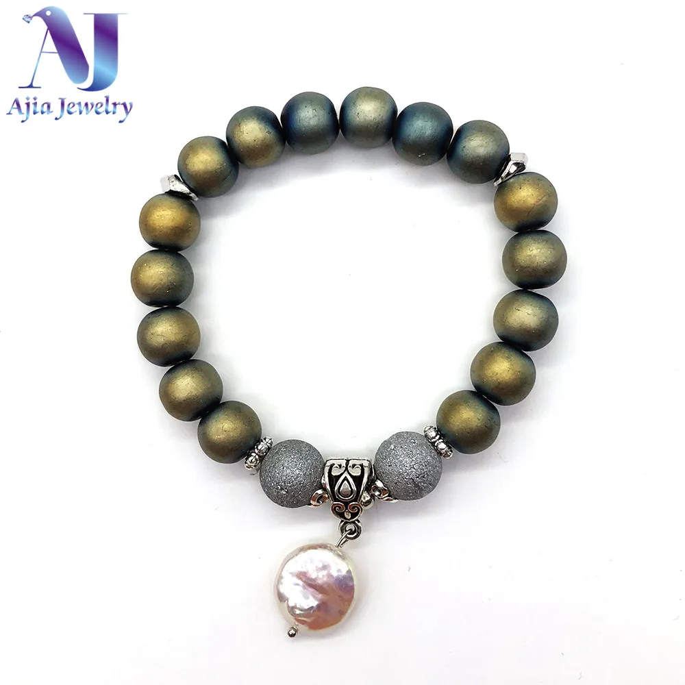 

Women Accessories Pearl Lava Stone Beads Bracelet Women Adjustable Charm Bracelet Jewelry Handmade pulseras mujer moda 2019 Punk