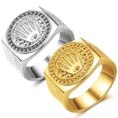 Ювелирные изделия мода хип-хоп/Рок Корона кольцо для мужчин и женщин Золотое
