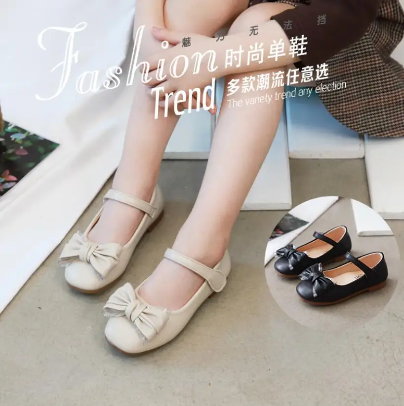 

Spring Summer Children Casual Shoes Girls Beach Sandals Bowtie Princess leather shoes Girls Shoes dance Performance shoes