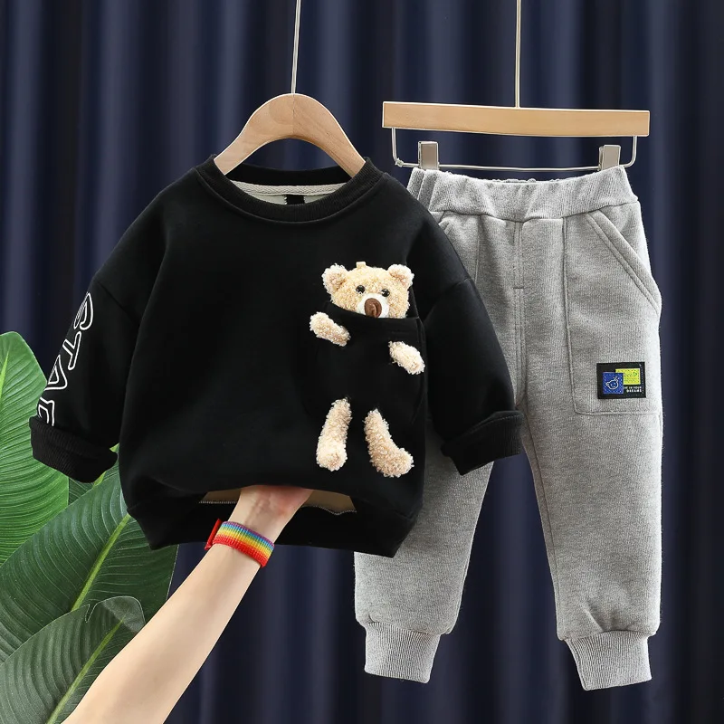 

Осенне-зимний теплый плюшевый свитер и штаны для мальчиков и девочек