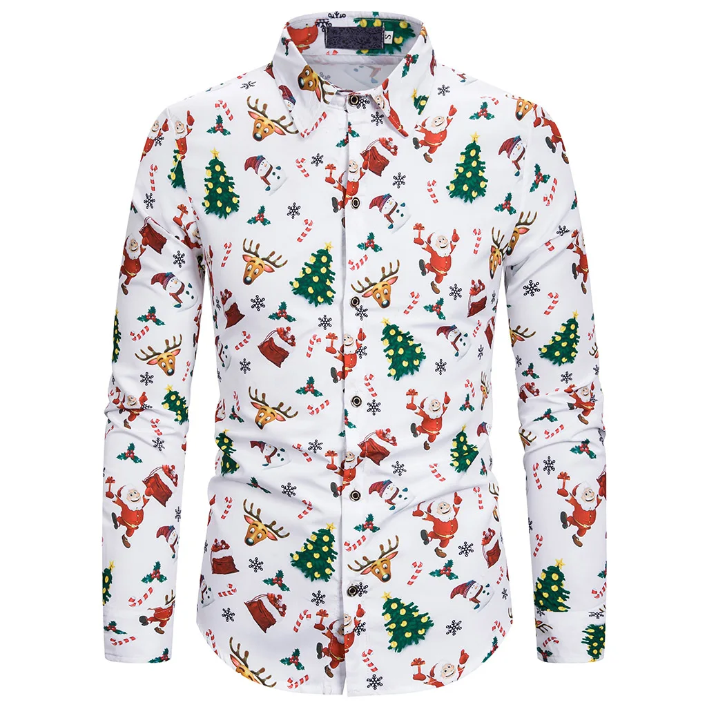 MJARTORIA модная Рождественская Мужская рубашка Повседневная с принтом Camisa Social Masculina