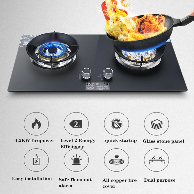 5.2KW Household Nine - Burner Gas Stove Double - Burner  Embedded Natural Gas Stove  Liquefied Gas Cooktop 2