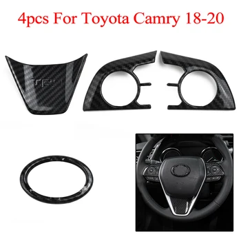 

Decor Steering Wheel Cover Frame Trim Sticker Black For Toyota Camry 2018-20 Auto Carbon Fiber Style