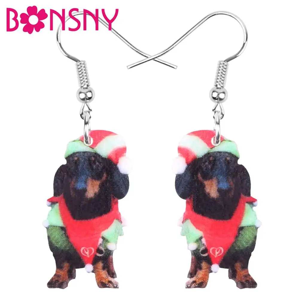 Bonsny Акриловая Рождественская шляпа костюм Такса собака раннее животное