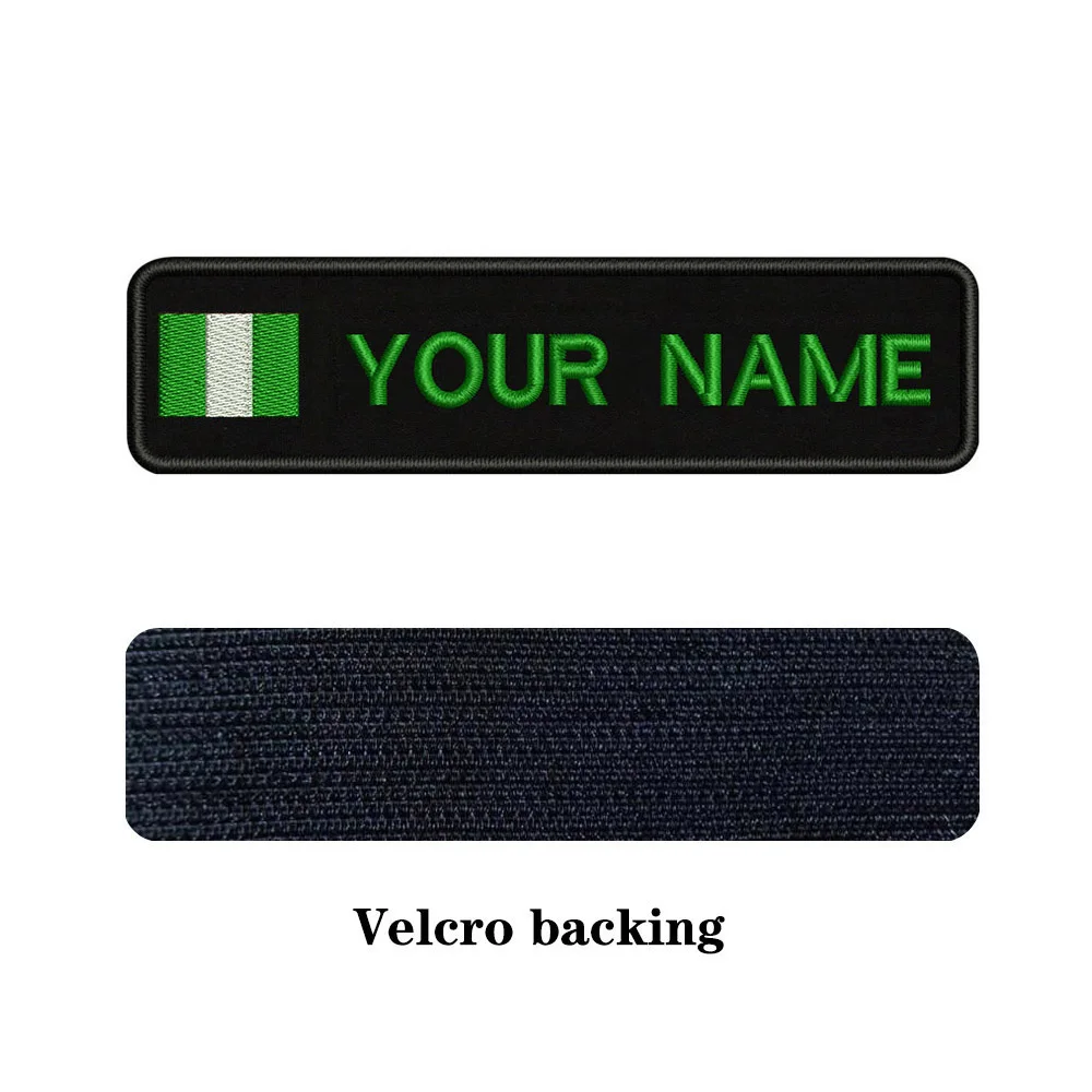 Вышивка на заказ нигерийский флаг имя или заплатка с текстом 10 см* 2,5 см значок Утюг на или липучке Подложка для одежды брюки рюкзак шляпа - Цвет: green-Velcro