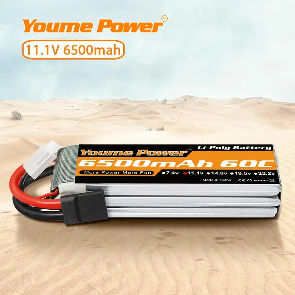 Литий-полимерный аккумулятор Youme 3S 6500 мАч 11 1 В 60C T XT60 Deans EC5 XT90 EC3 для TRX X-Maxx 1/10
