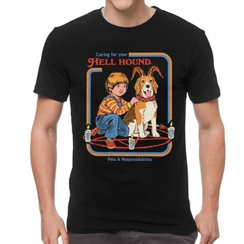 

HAHAYULE-JBH Caring For Your Hell Hound T-Shirt Men Satan Demon Dogs T Shirt Humor Harajuku Graphic Tees Fashion Summer Tops