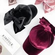 Новинка, Корейская Вельветовая бейсболка с бантом, однотонные кепки, осенне-зимняя женская уличная Кепка для отдыха, трендовая Кепка Gorras Para Hombre