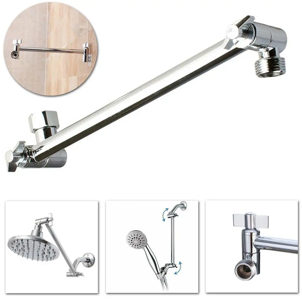 Shower Arm Extension, Arm Extender, Adjustable Height Shower Head Arm Brass 11 inchShower Heads