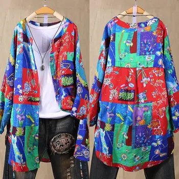 

2020 ZANZEA Vintage Tops Women's Printed Blouse Casual Button Cardigans Female Long Sleeve Shirts Plus Size Tunic S-5XL Tops