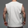 Men Tank Top Broad Shoulder Vest Casual Loose Mens Crop Top Workout Exercise Clothing Sleeveless Shirt