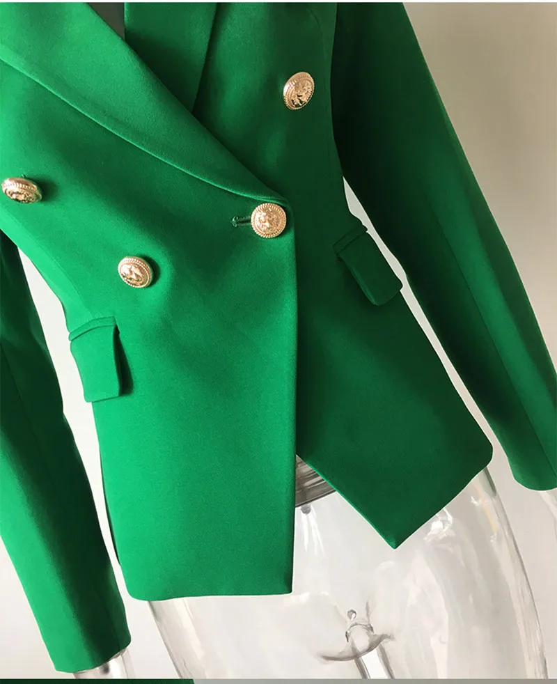 HIGH STREET 2024 Stylish Designer Blazer Women's Double Breasted Lion Buttons Slim Fitting Blazer Jacket 3