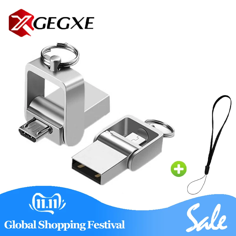 XGEGXE USB флеш-накопитель OTG 8 ГБ 16 ГБ 32 ГБ 64 Гб 128 ГБ USB2.0 флеш-накопитель Складная Флешка 3,0 металлическая usb-флешка для Android