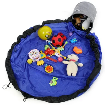 

Kids Toy Storage Bag Drawstring Play Mat for Toys Clean-Up and Storage Container Bag Organizer Pouch Blue