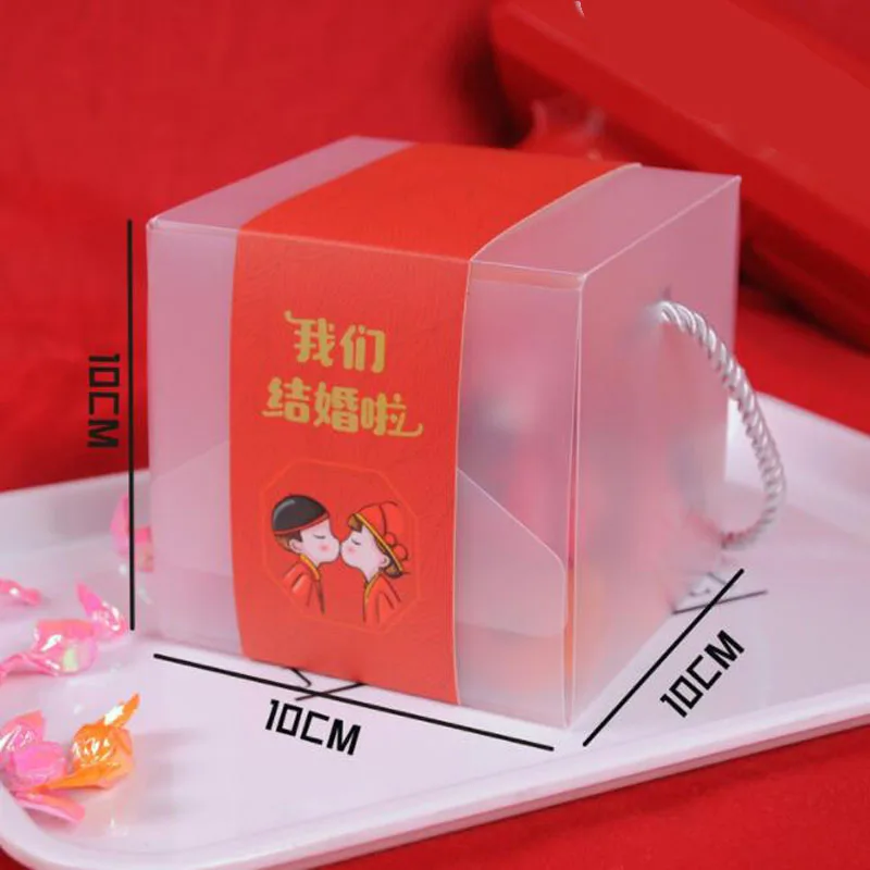 

200pcs Plastic Candy Box Tote Bag Chocolate Treat Gift Boxes Portable Wedding Party Favor Gift Package