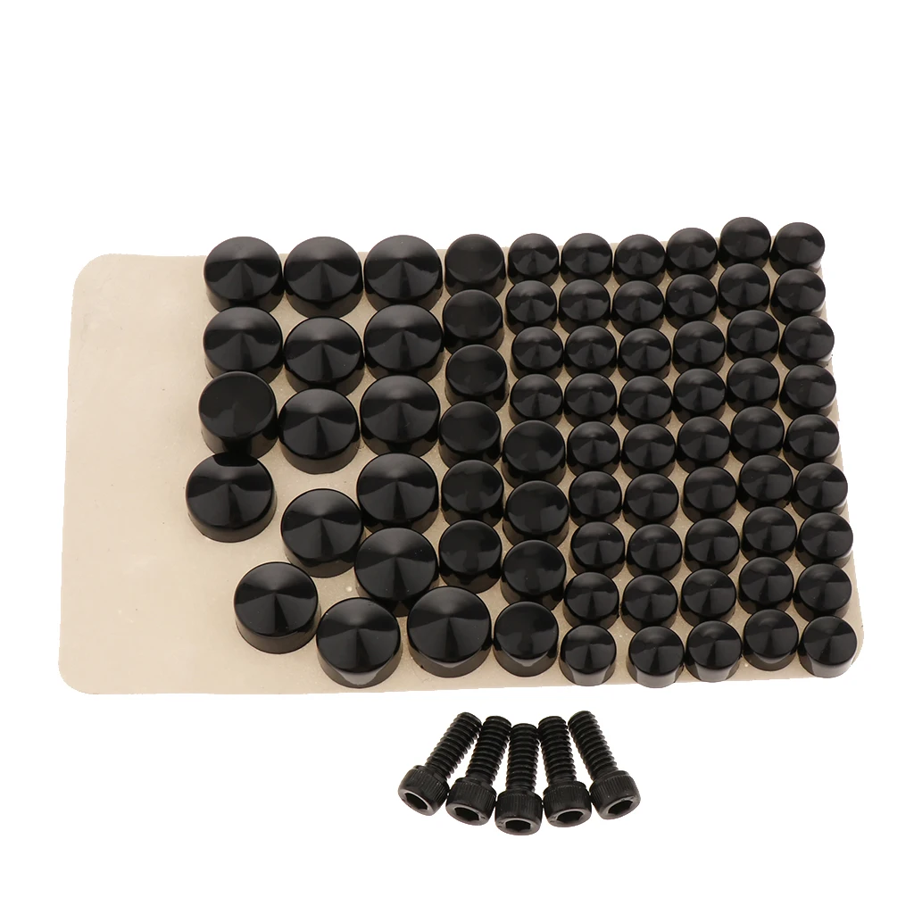 80pcs CNC Aluminum Push-On Toppe Bolt Cap Cover for Harley FLT/FLH Motorcycle (Black)