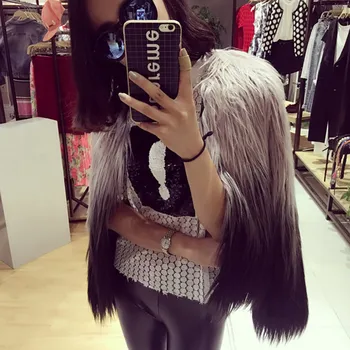 

Fur Coat Women Winter Warm Long Sleeve Outerwear Autumn Coat Jacket Hairy Collarless Overcoat Plus Size Fashion Lady Clothing