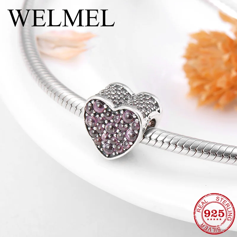 

Real dark Red bubble zircon beads 925 Sterling Silver for jewelry making Fit Original Pandora Charm Bracelets Bangles