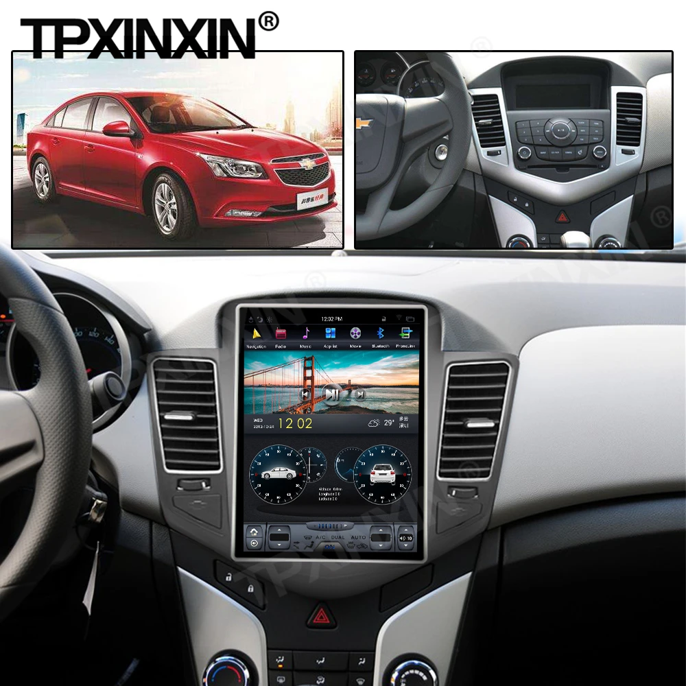 128G Tesla Screen Carplay Android 9 Car Radio 2 Din Stereo Receiver For Chevrolet Cruze 2009 2010 2011 2012 2013 GPS Audio Unit