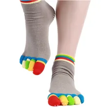 Женские хлопковые Дышащие носки с пальцами, спортивные носки для йоги, раздельные носки для занятий фитнесом и танцами, Нескользящие силиконовые носки