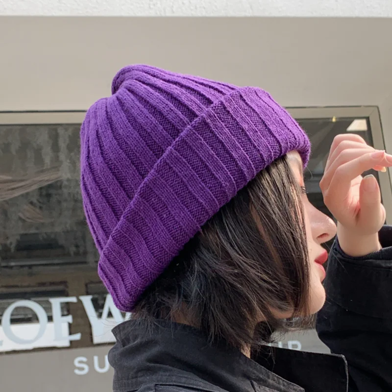 Женская однотонная Повседневная теплая вязаная шапка Skullies Beanies шапки бини женский корейский стиль Элегантный Красивая осенне-зимняя модная шапка